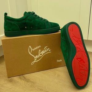 Mens Christian Louboutin Louis Junior Orlato Green Suede Trainers